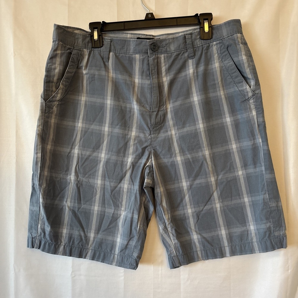Apt. 9 Shorts Men's Size‎ 36 Slate Blue Plaid Walking Chino 10" Inseam Easy Fit